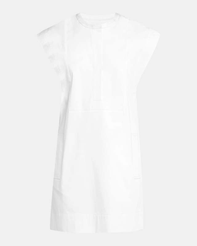 Structured Cap-Sleeve Cotton Sateen Mini Dress